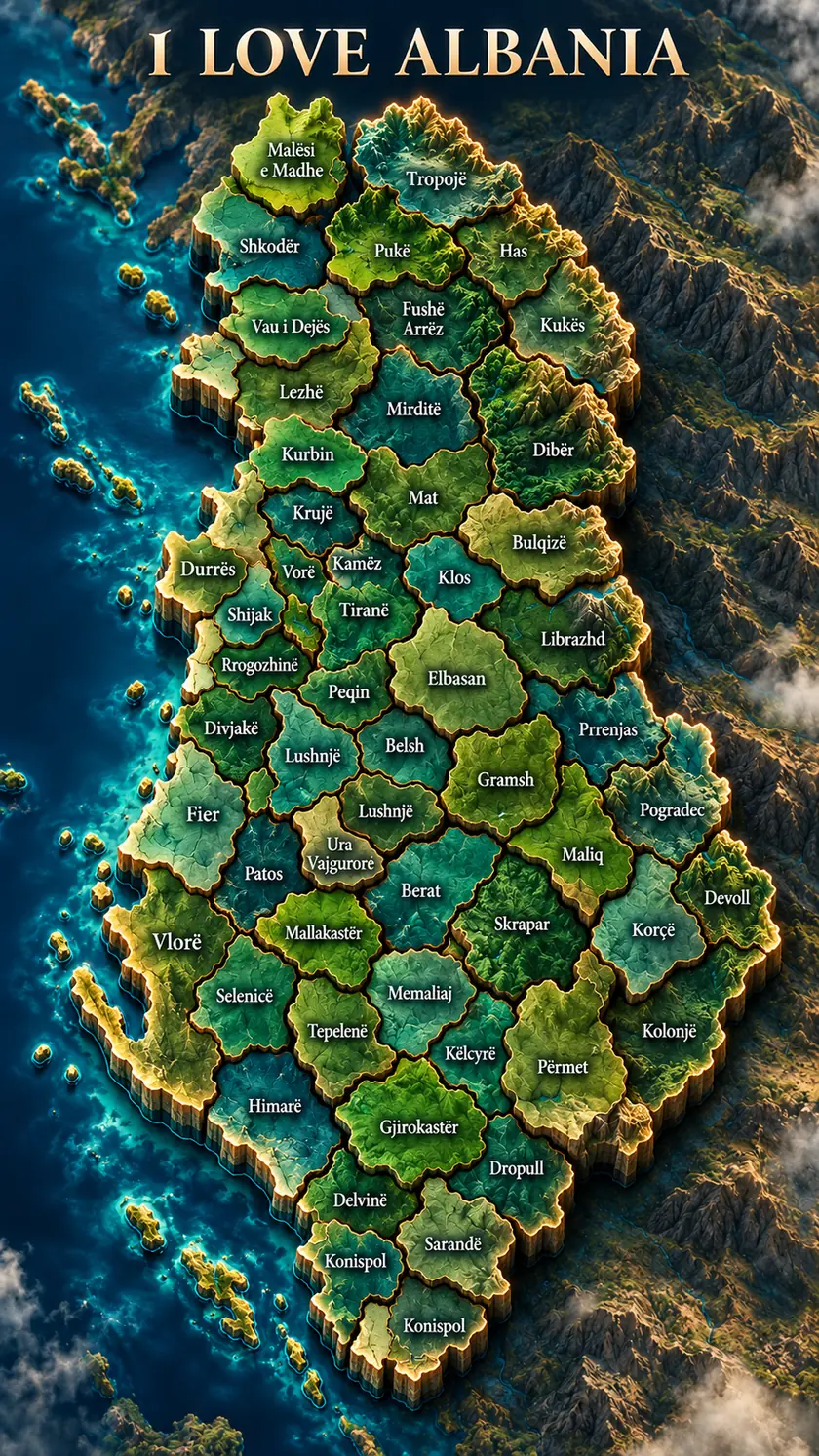 Ilustrimi artistik origjinal I Love Albania